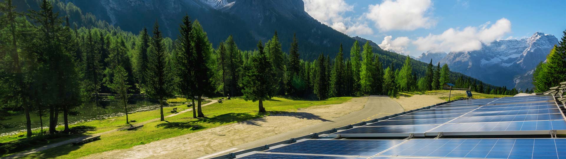 Solar plant near mountains