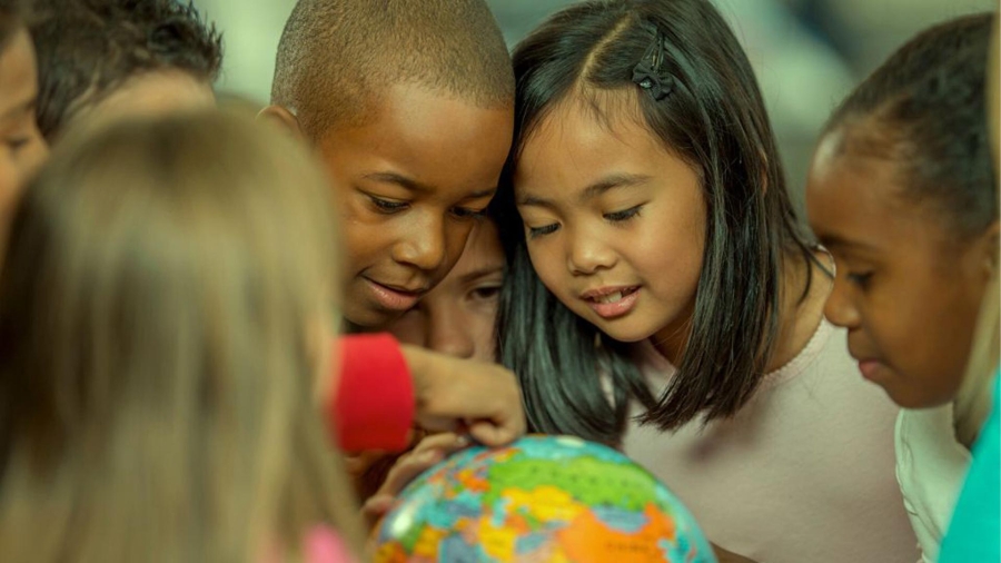 Children with globe